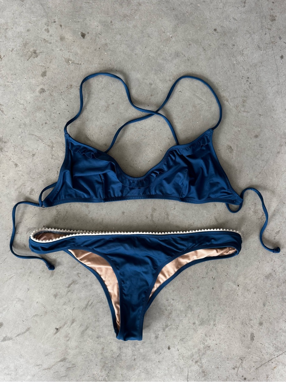 J. Crew Playa Blue Women's Two-Piece Bikini Set - Strappy Top & Low-Rise Bottom